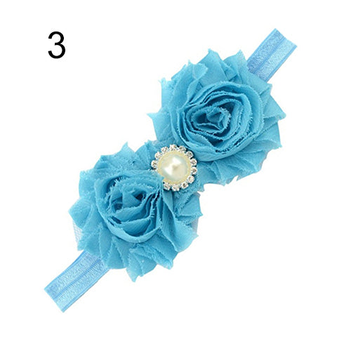 Baby Infant Toddler Girl Faux Pearl Rhinestone Flower Headband Hair Band Headdress