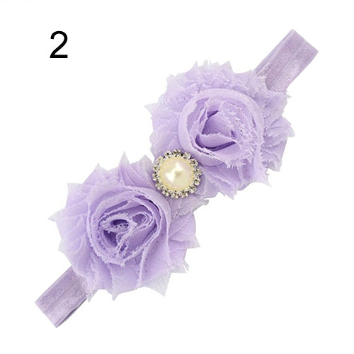 Baby Infant Toddler Girl Faux Pearl Rhinestone Flower Headband Hair Band Headdress