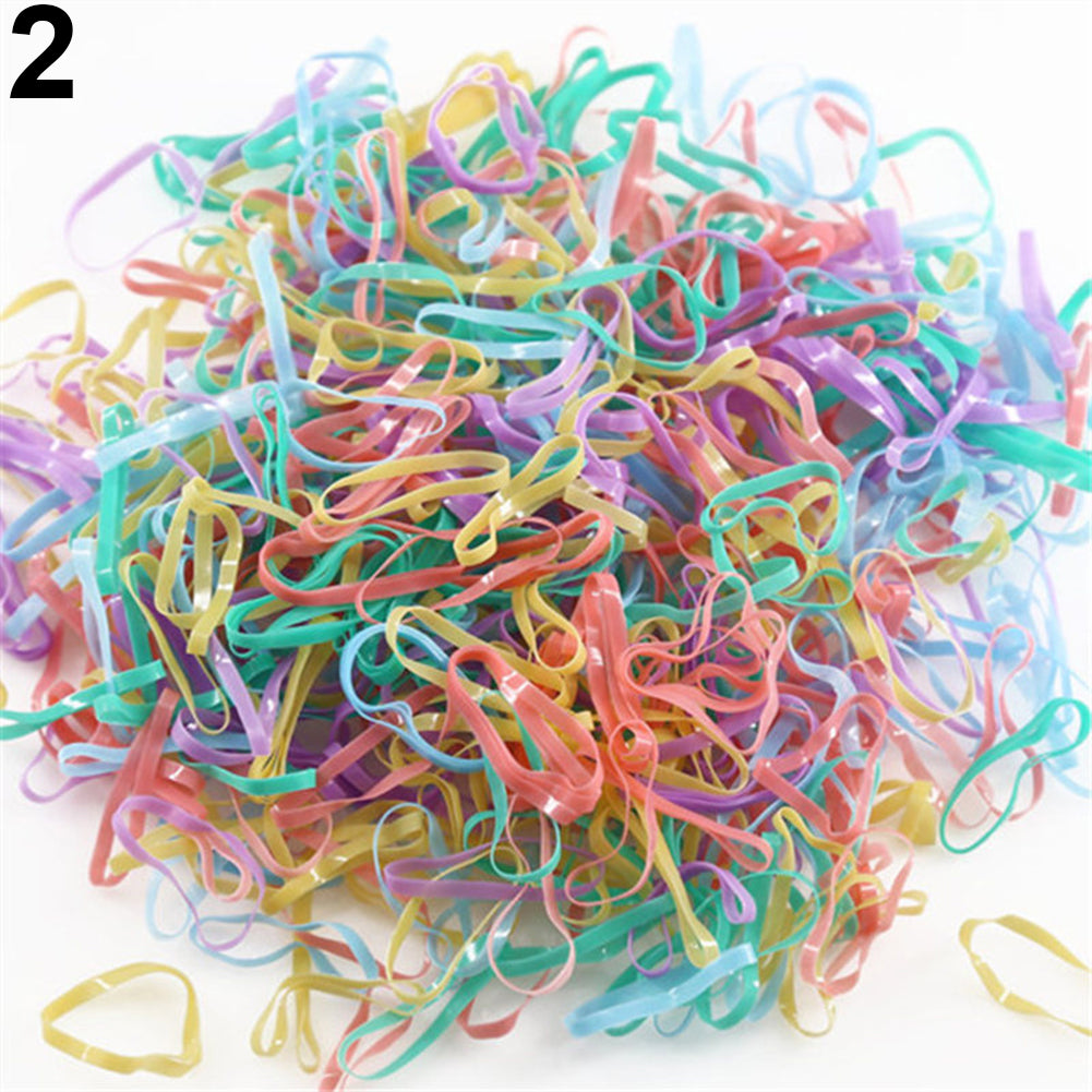 2000Pcs Mix Color Baby Girl's TPU Rubber Hair Bands Holders Elastics Tie Gum