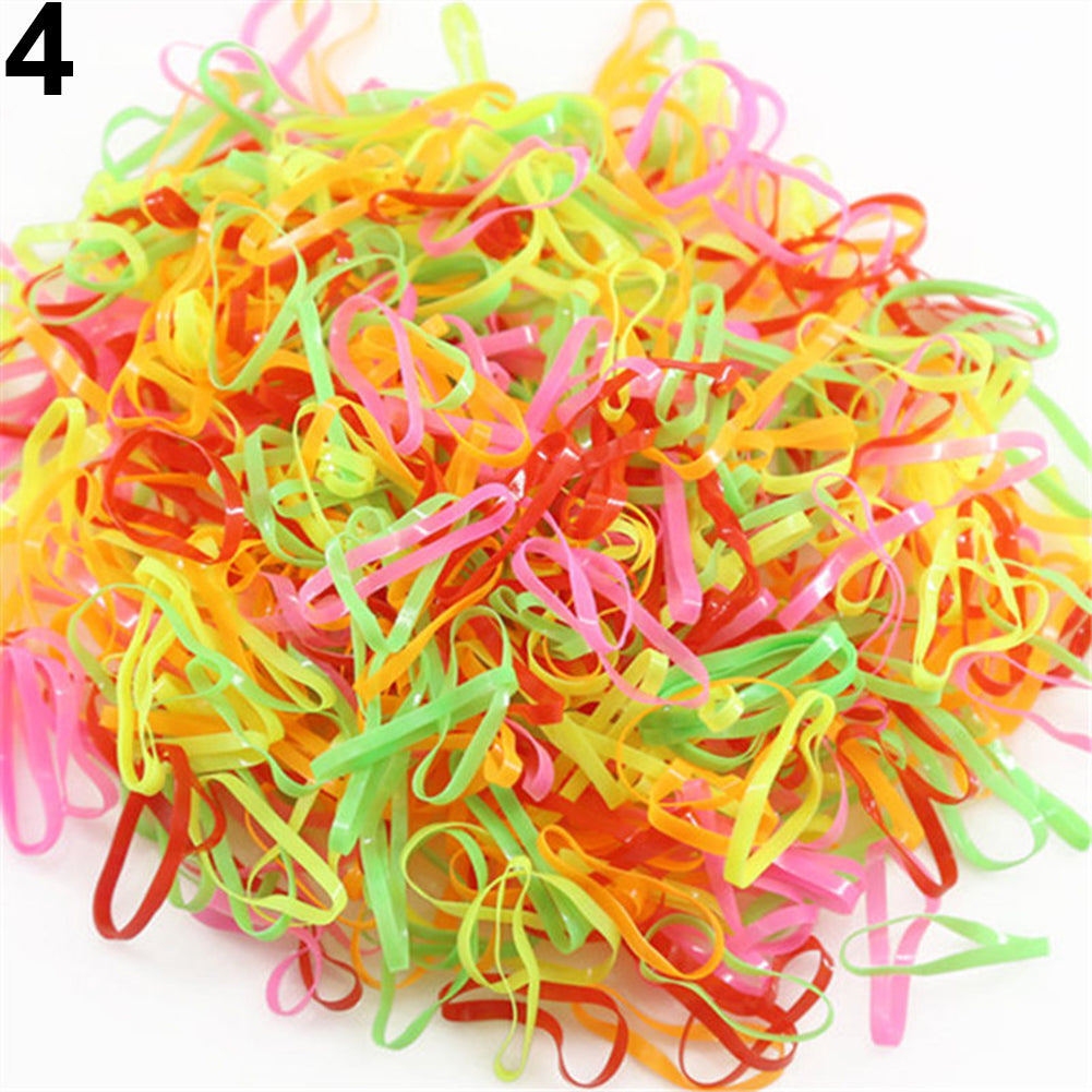 2000Pcs Mix Color Baby Girl's TPU Rubber Hair Bands Holders Elastics Tie Gum