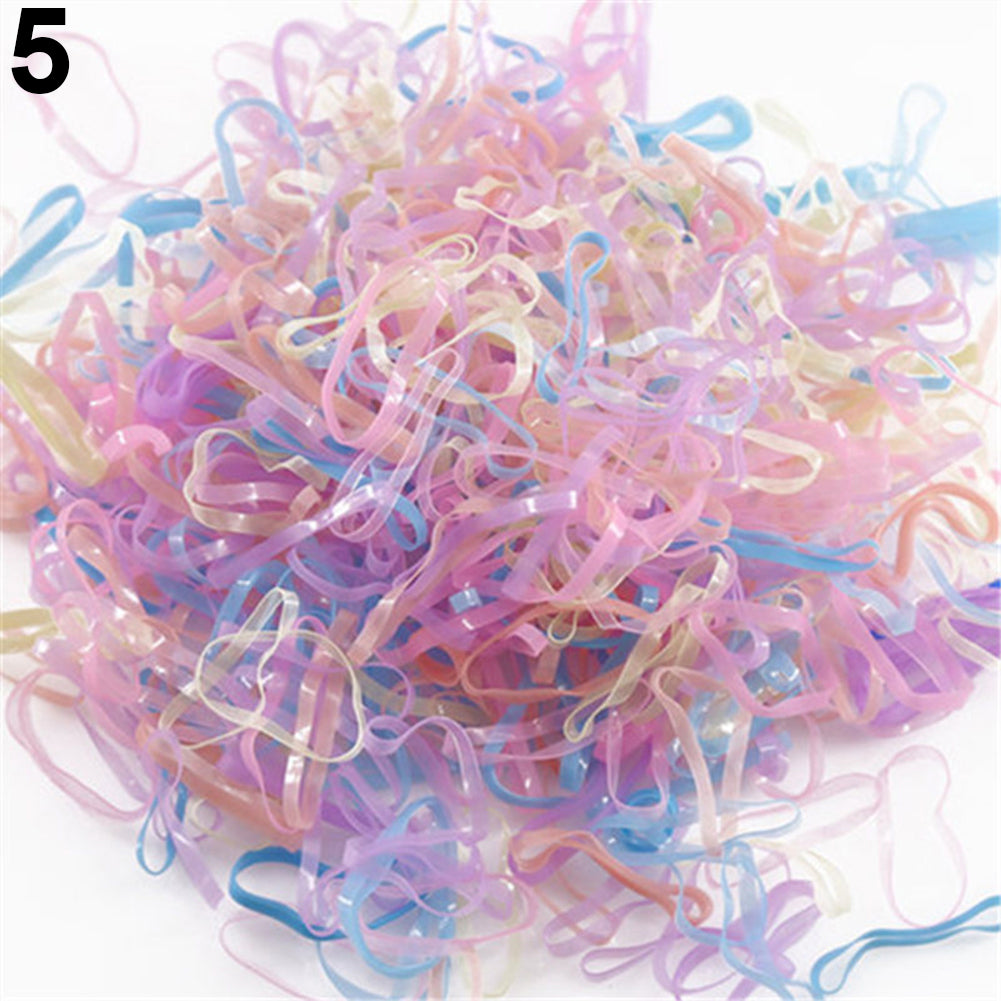 2000Pcs Mix Color Baby Girl's TPU Rubber Hair Bands Holders Elastics Tie Gum