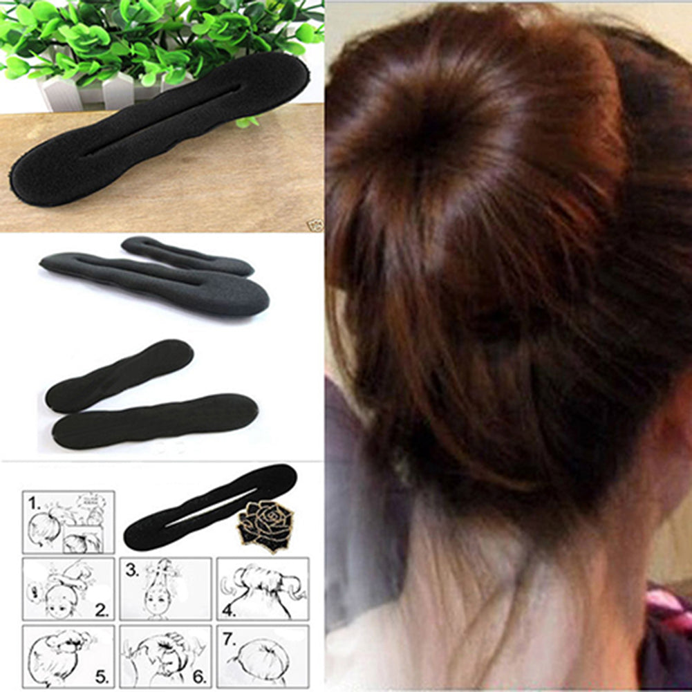 2Pcs Magic Sponge Clip Foam Donut Hair Styling Bun Curler Tool Maker Ring Twist