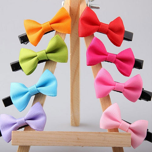 16Pcs Girls' 8 Colors Candy-Colored Sweet Ribbed Bowknot Hair Clips Barrettes