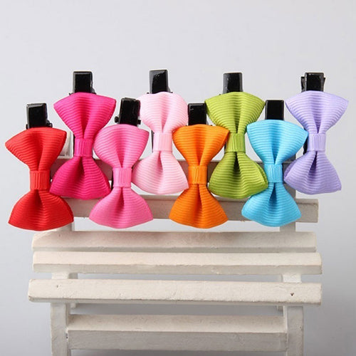 16Pcs Girls' 8 Colors Candy-Colored Sweet Ribbed Bowknot Hair Clips Barrettes