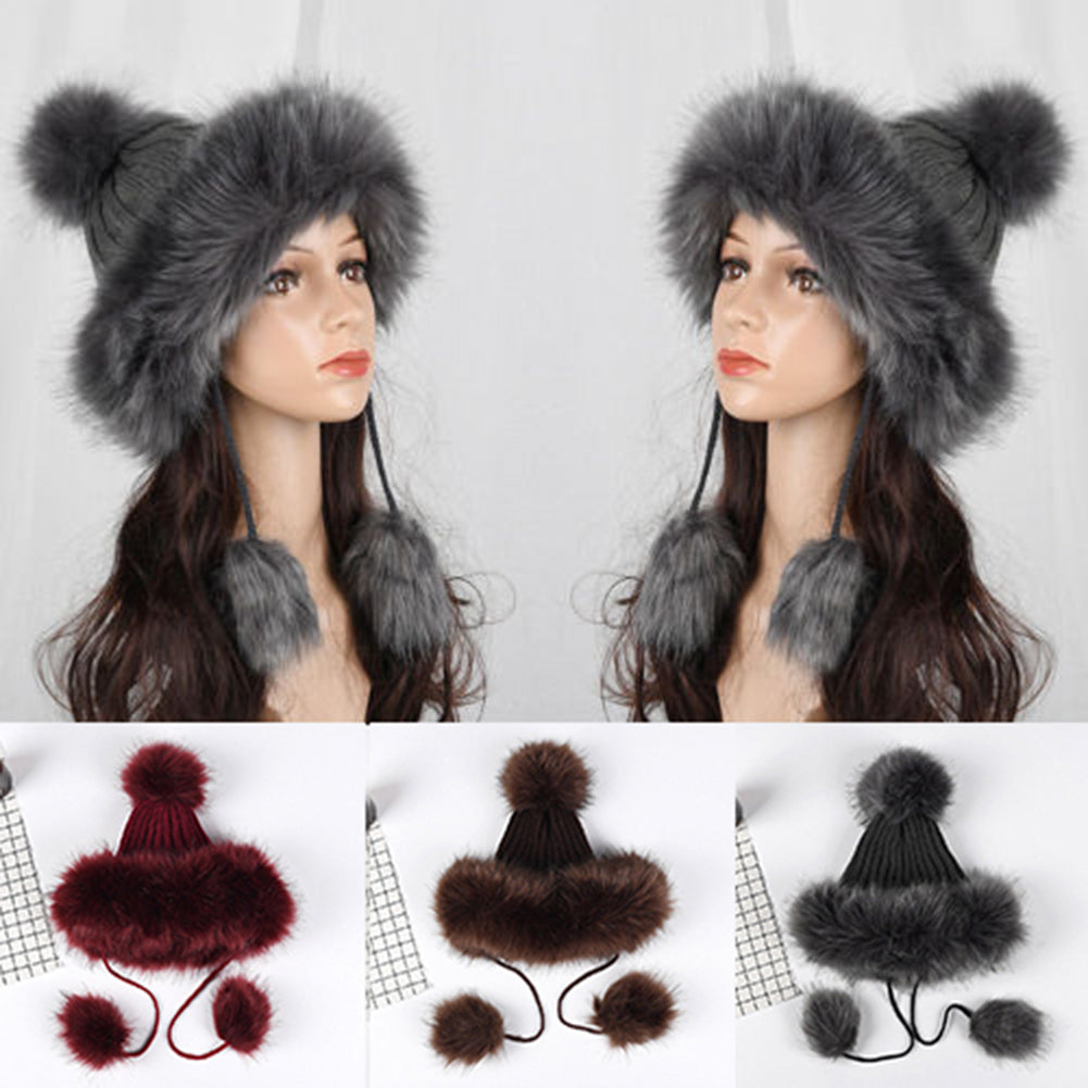 Women Fashion Knitted Ball Pom Pom Cute Lady Thick Beanie Hat Warm Cap Gift