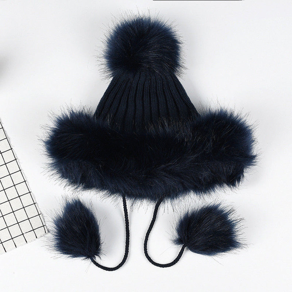 Women Fashion Knitted Ball Pom Pom Cute Lady Thick Beanie Hat Warm Cap Gift