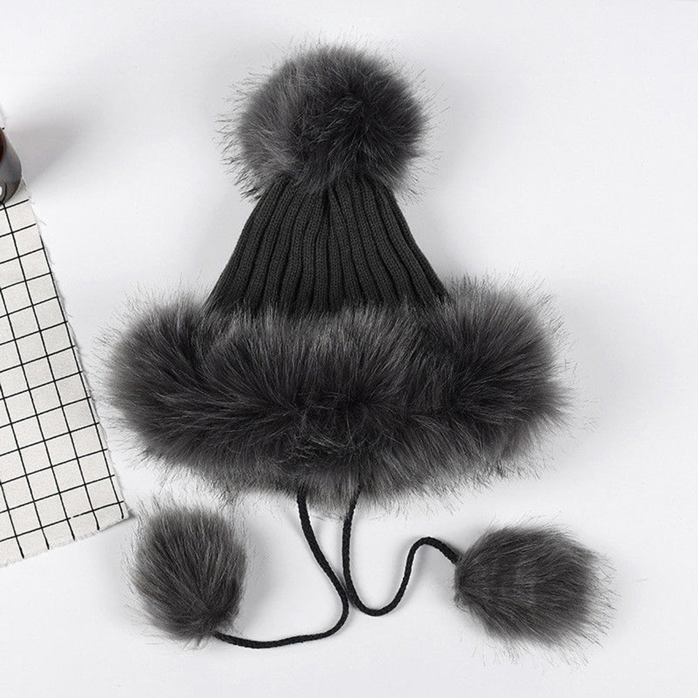 Women Fashion Knitted Ball Pom Pom Cute Lady Thick Beanie Hat Warm Cap Gift