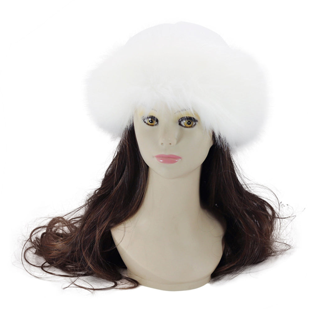 Winter Russian Women Fluffy Faux Fur Solid Color Ear Warmer Thick Hat Beanie Cap