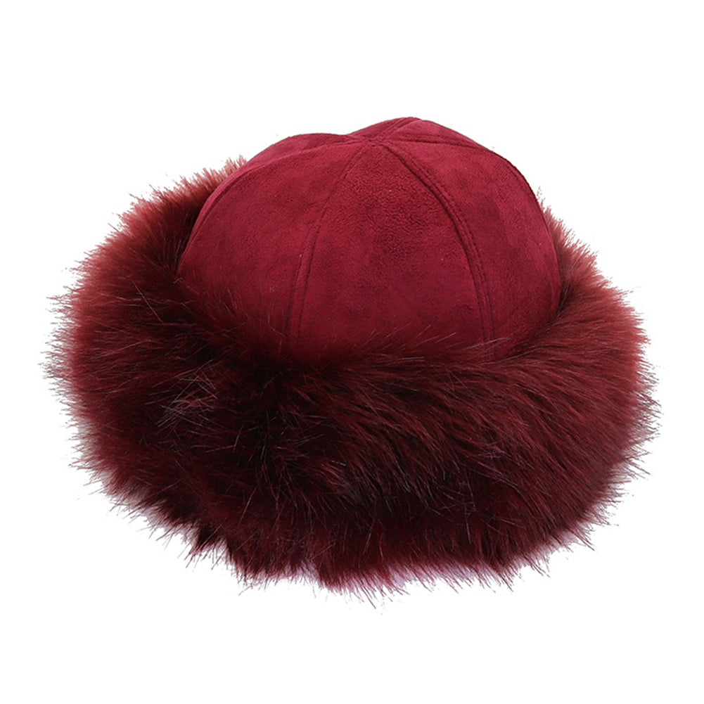 Winter Russian Women Fluffy Faux Fur Solid Color Ear Warmer Thick Hat Beanie Cap