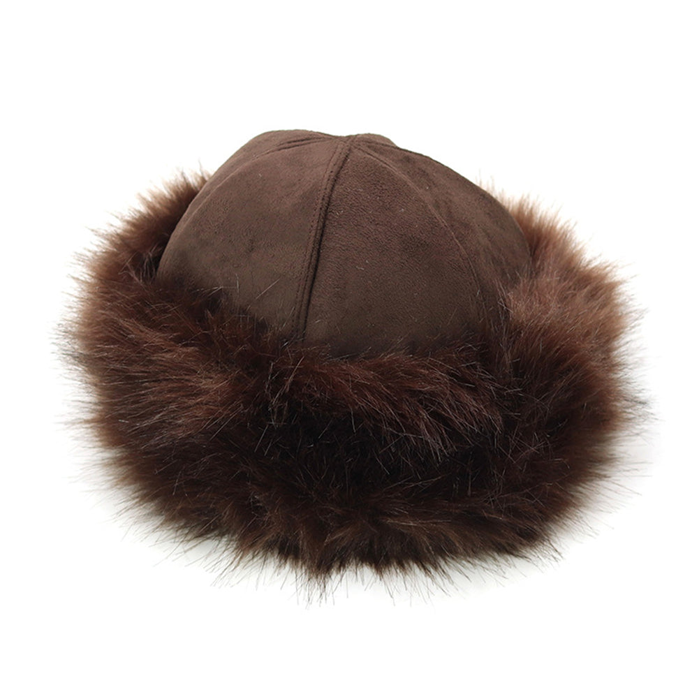 Winter Russian Women Fluffy Faux Fur Solid Color Ear Warmer Thick Hat Beanie Cap