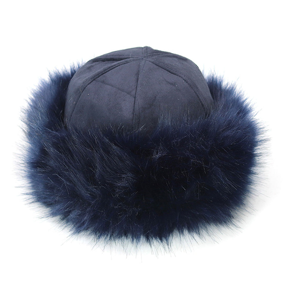 Winter Russian Women Fluffy Faux Fur Solid Color Ear Warmer Thick Hat Beanie Cap