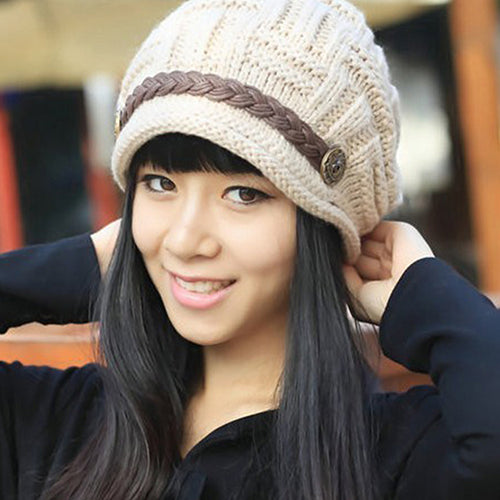 Women Fashion Winter Warm Beanie Hat Woolen Yarn Knit Crochet Cap Headwear