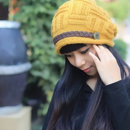 Women Fashion Winter Warm Beanie Hat Woolen Yarn Knit Crochet Cap Headwear