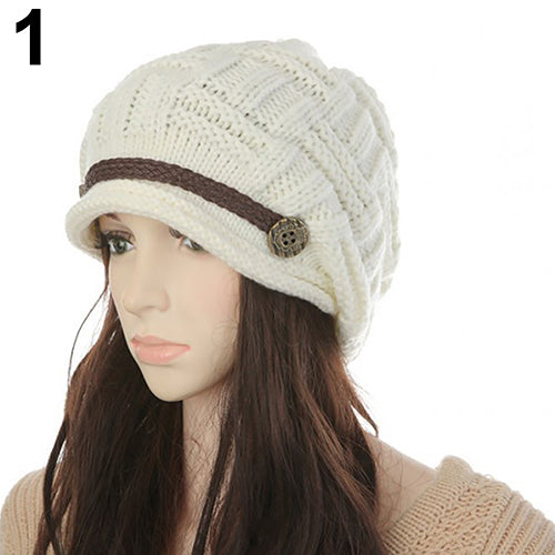 Women Fashion Winter Warm Beanie Hat Woolen Yarn Knit Crochet Cap Headwear