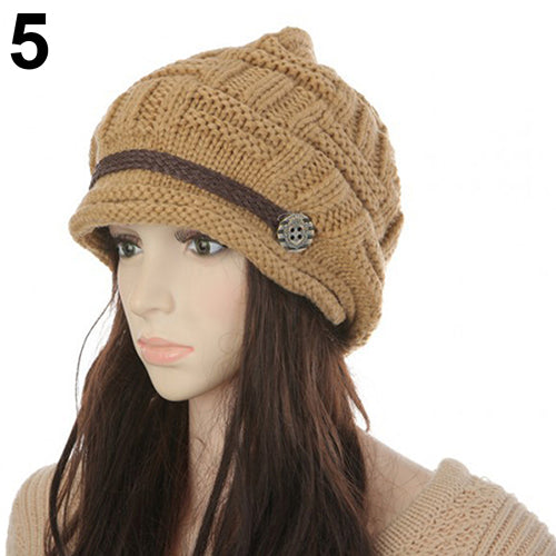 Women Fashion Winter Warm Beanie Hat Woolen Yarn Knit Crochet Cap Headwear