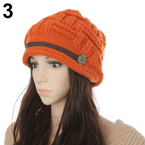 Women Fashion Winter Warm Beanie Hat Woolen Yarn Knit Crochet Cap Headwear