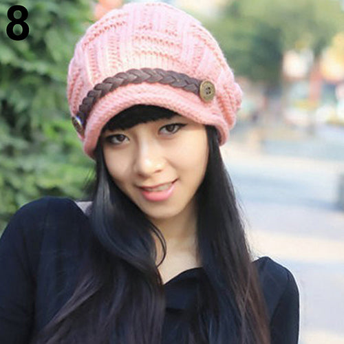 Women Fashion Winter Warm Beanie Hat Woolen Yarn Knit Crochet Cap Headwear