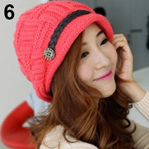 Women Fashion Winter Warm Beanie Hat Woolen Yarn Knit Crochet Cap Headwear