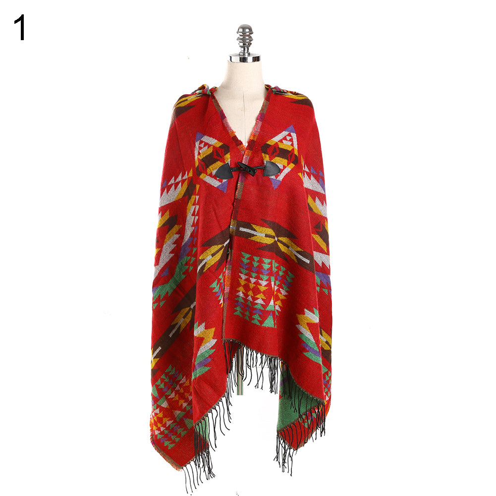 Women Fashion Hooded Grid Pattern Long Warm Shawl Winter Autumn Scarf Gift
