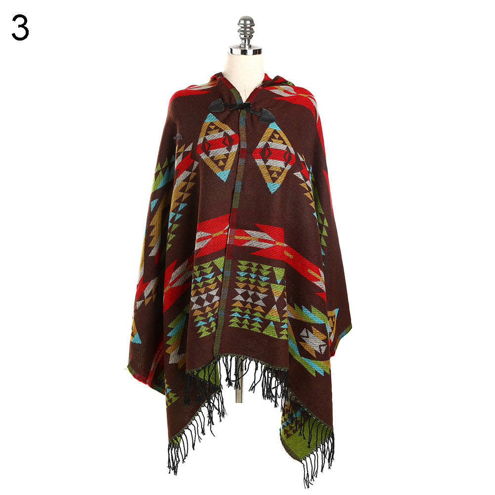 Women Fashion Hooded Grid Pattern Long Warm Shawl Winter Autumn Scarf Gift