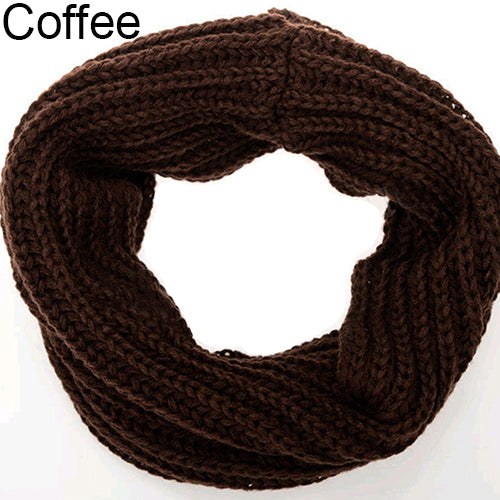 Fashion Unisex Winter Warm Infinity Circle Cable Knit Cowl Neck Long Scarf Shawl