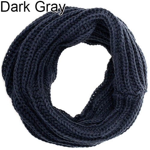 Fashion Unisex Winter Warm Infinity Circle Cable Knit Cowl Neck Long Scarf Shawl