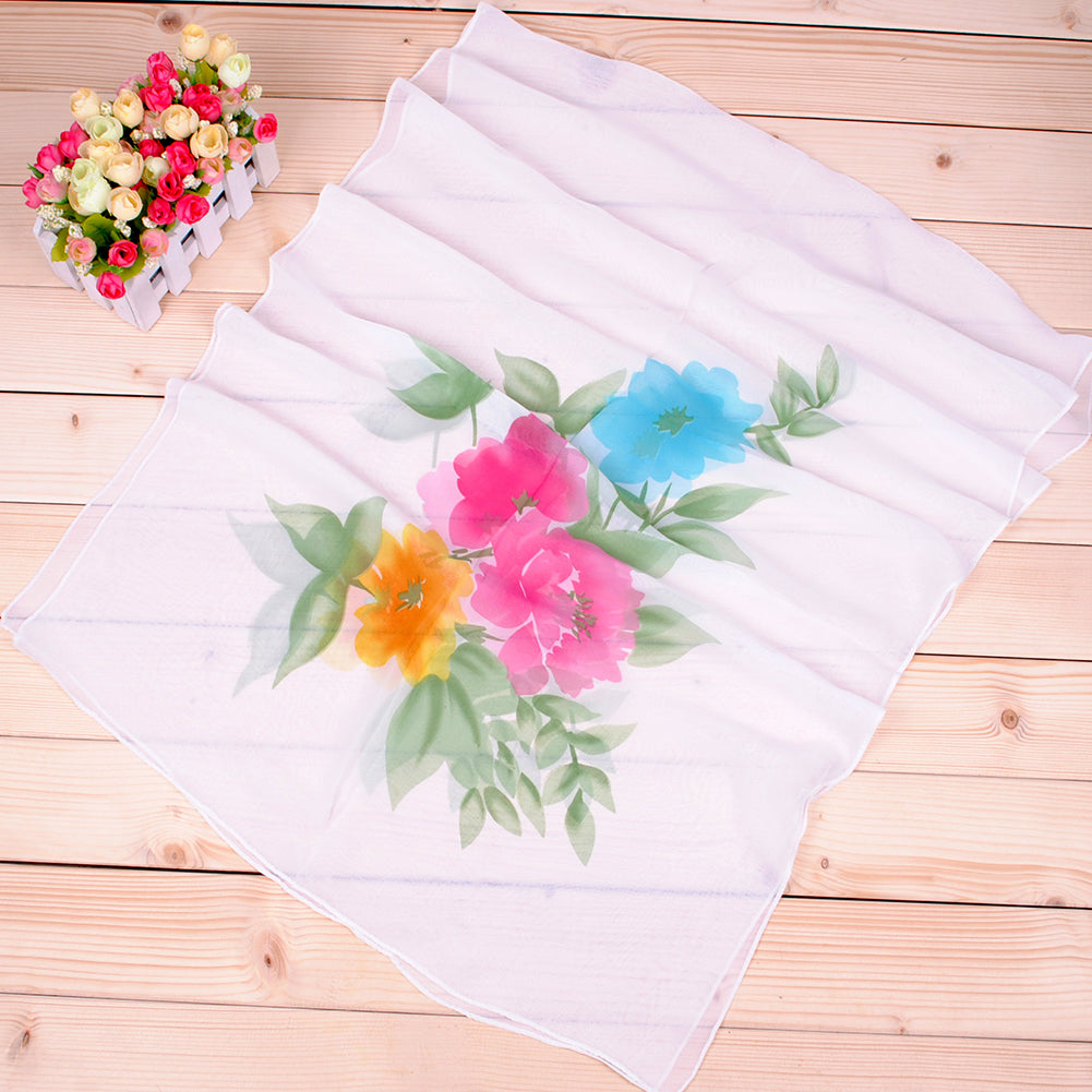 Peony Flower Women Fashion Long Cover Chiffon Wrap Autumn Scarf Xmas Gift