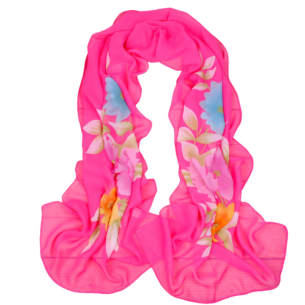 Peony Flower Women Fashion Long Cover Chiffon Wrap Autumn Scarf Xmas Gift