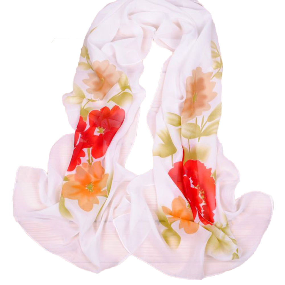 Peony Flower Women Fashion Long Cover Chiffon Wrap Autumn Scarf Xmas Gift