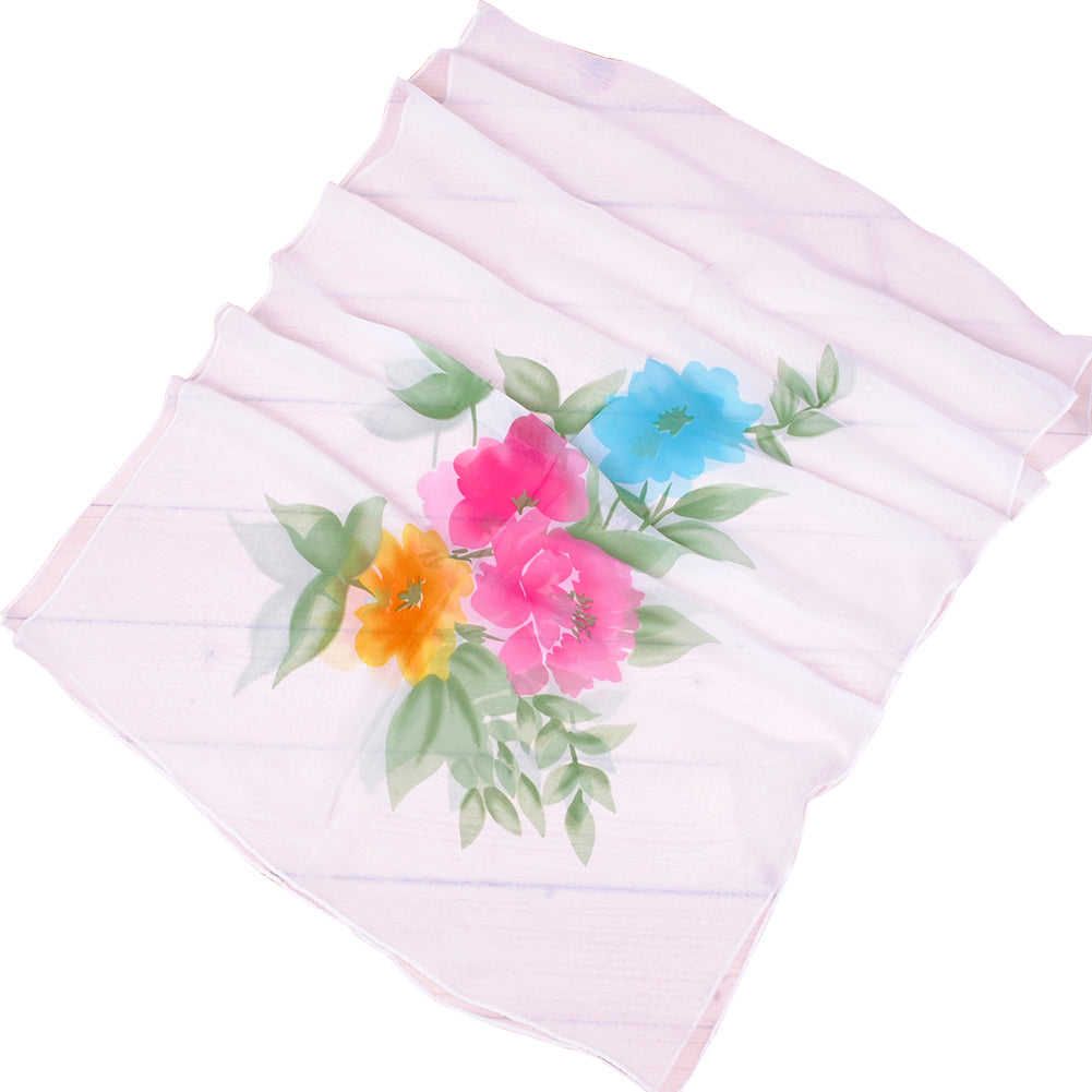 Peony Flower Women Fashion Long Cover Chiffon Wrap Autumn Scarf Xmas Gift