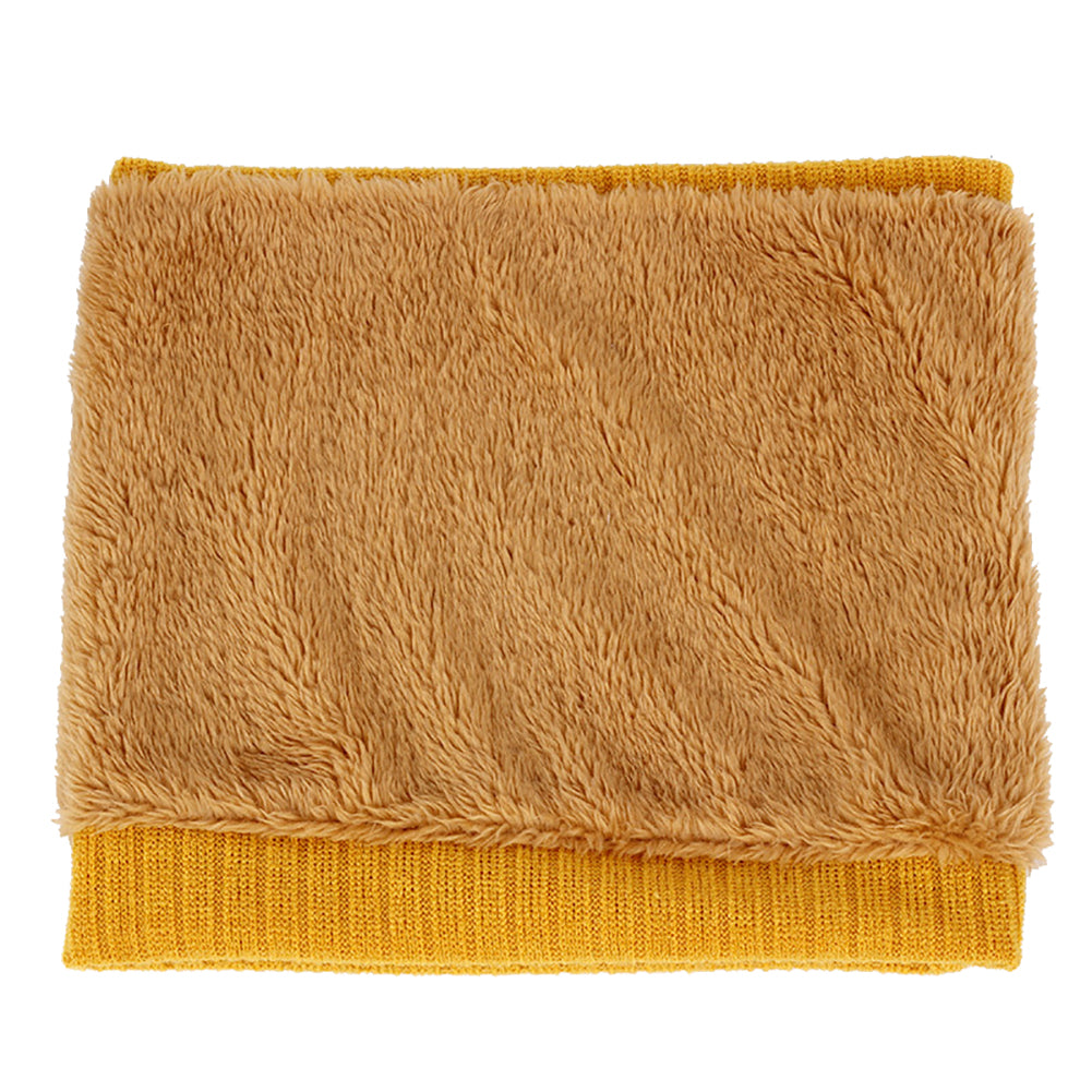 Solid Color Warm Fleece Lining Winter Women Men Knitted Collar O Ring Neck Scarf