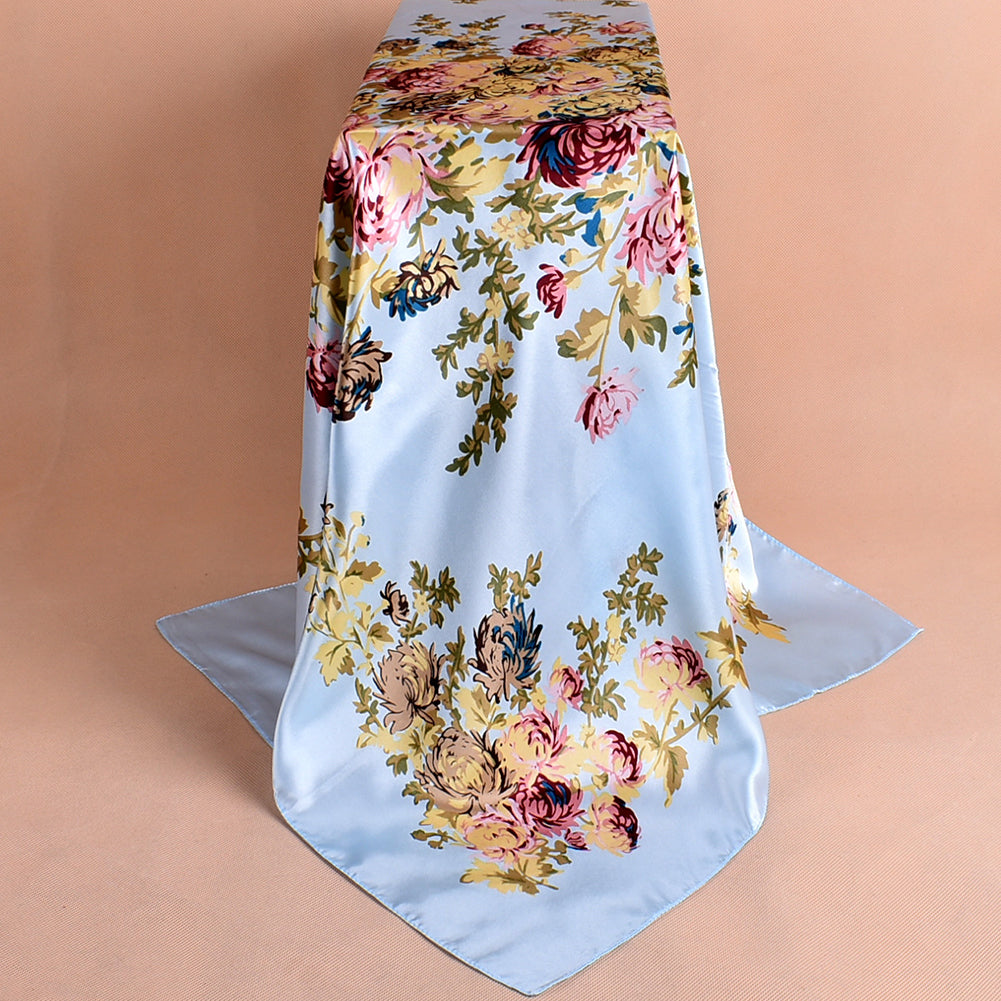 Fashion Peony Flower Autumn Winter Women Square Scarf Neck Cover 90x90cm