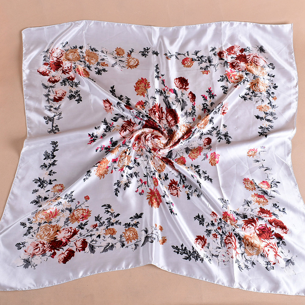 Fashion Peony Flower Autumn Winter Women Square Scarf Neck Cover 90x90cm