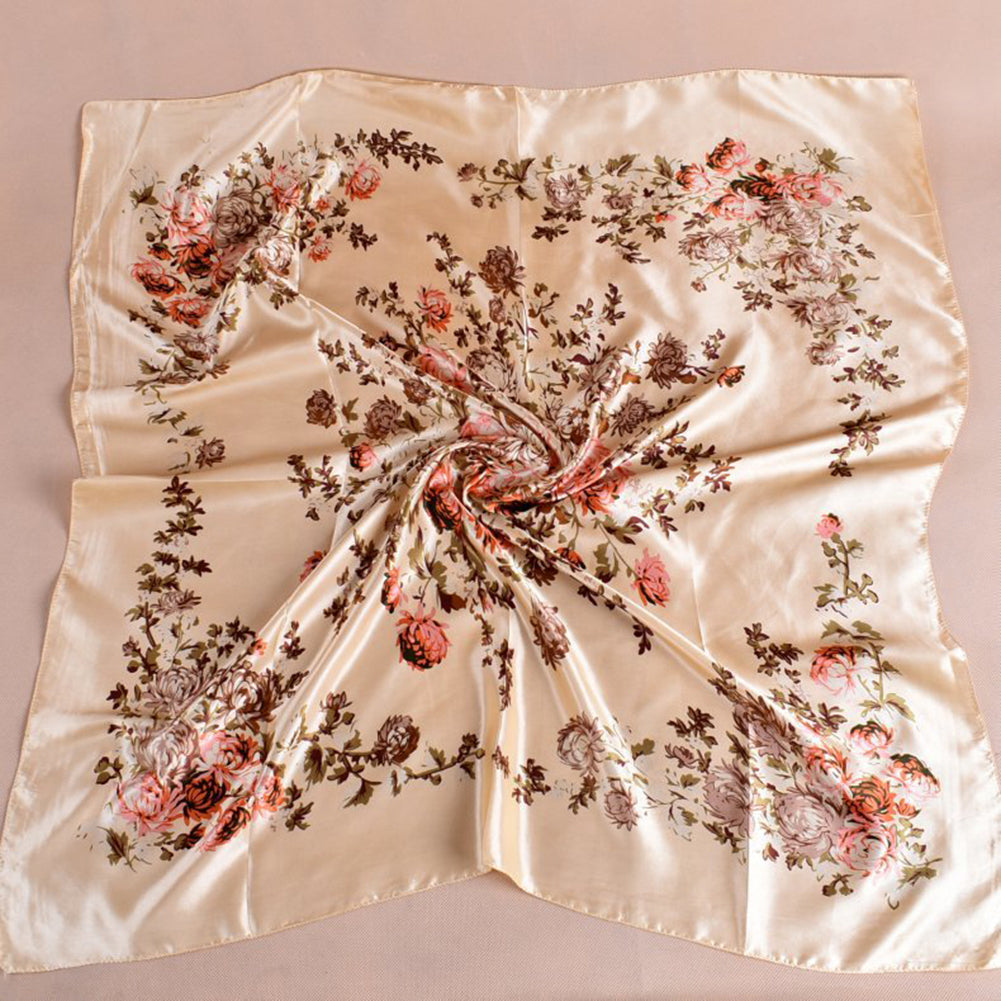 Fashion Peony Flower Autumn Winter Women Square Scarf Neck Cover 90x90cm