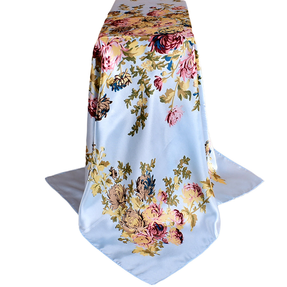 Fashion Peony Flower Autumn Winter Women Square Scarf Neck Cover 90x90cm