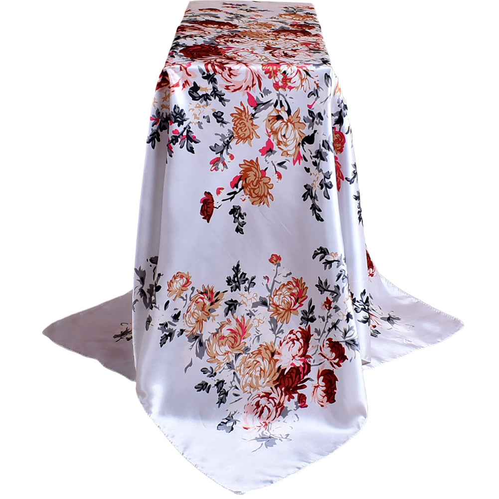 Fashion Peony Flower Autumn Winter Women Square Scarf Neck Cover 90x90cm