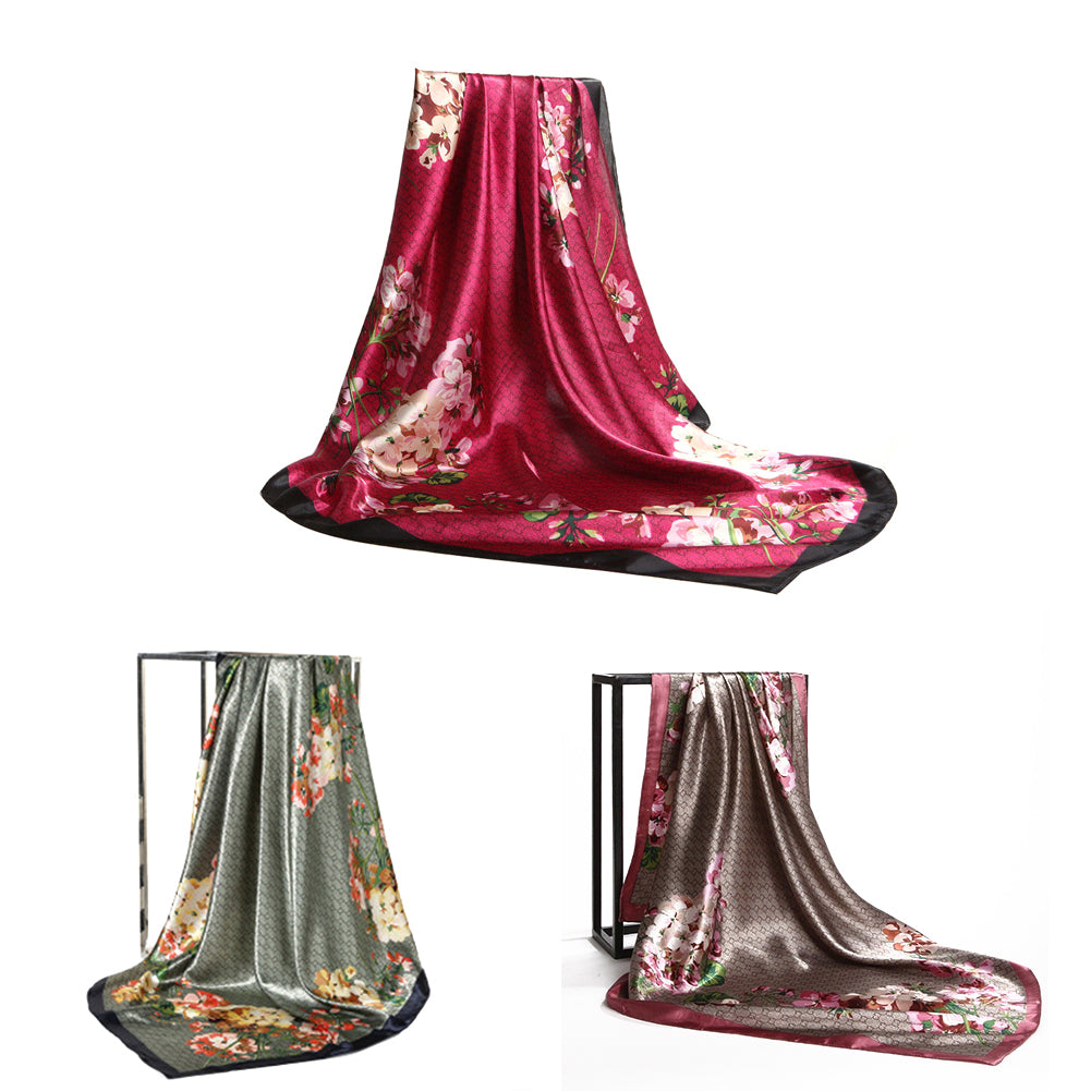 Fashion Floral Print Women's Soft Square Scarf Decorative Kerchief Neck Wrap