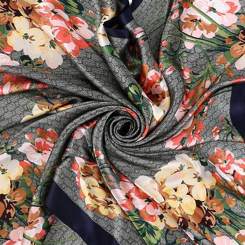 Fashion Floral Print Women's Soft Square Scarf Decorative Kerchief Neck Wrap