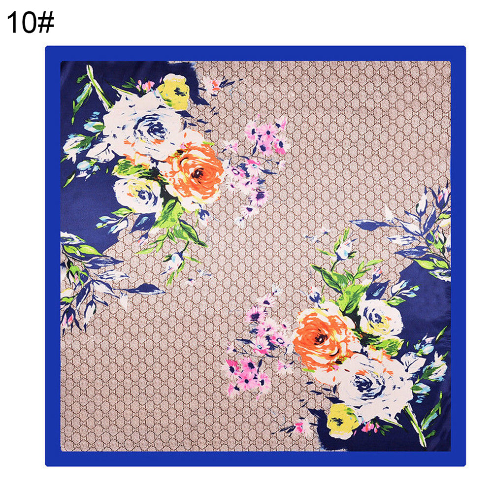 Fashion Floral Print Women's Soft Square Scarf Decorative Kerchief Neck Wrap