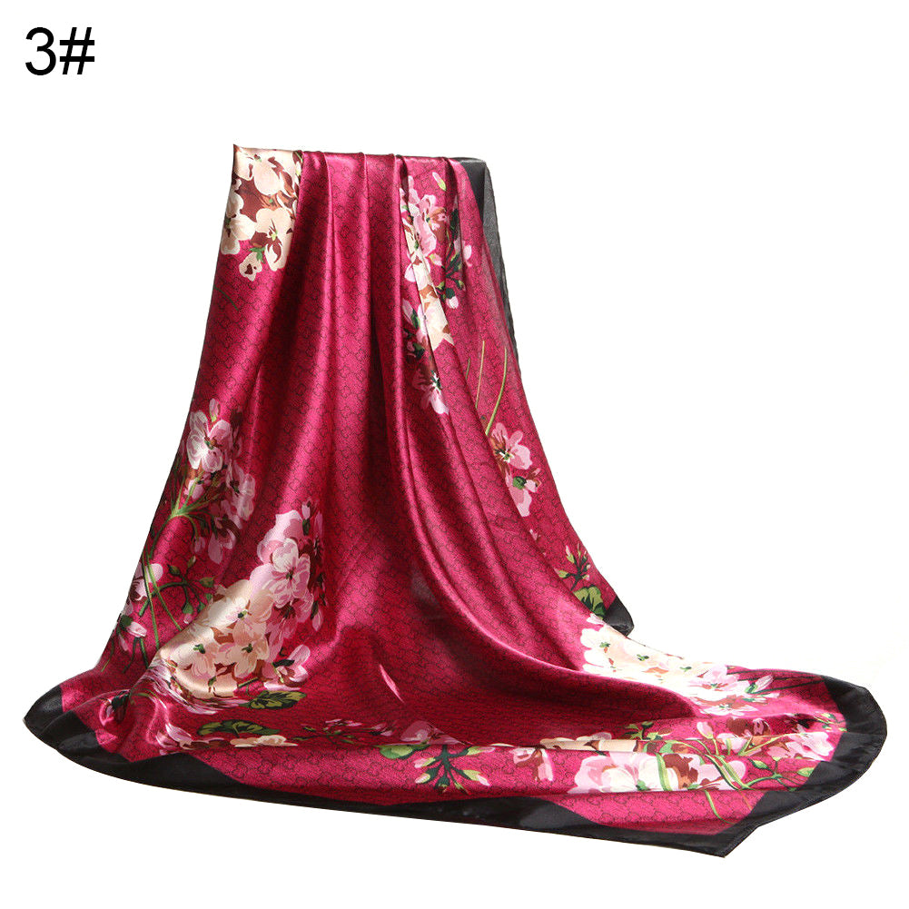 Fashion Floral Print Women's Soft Square Scarf Decorative Kerchief Neck Wrap