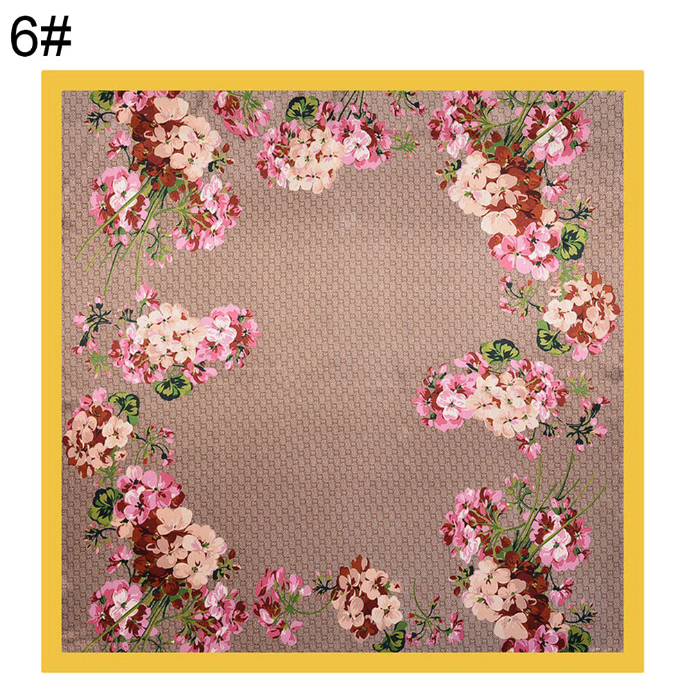 Fashion Floral Print Women's Soft Square Scarf Decorative Kerchief Neck Wrap