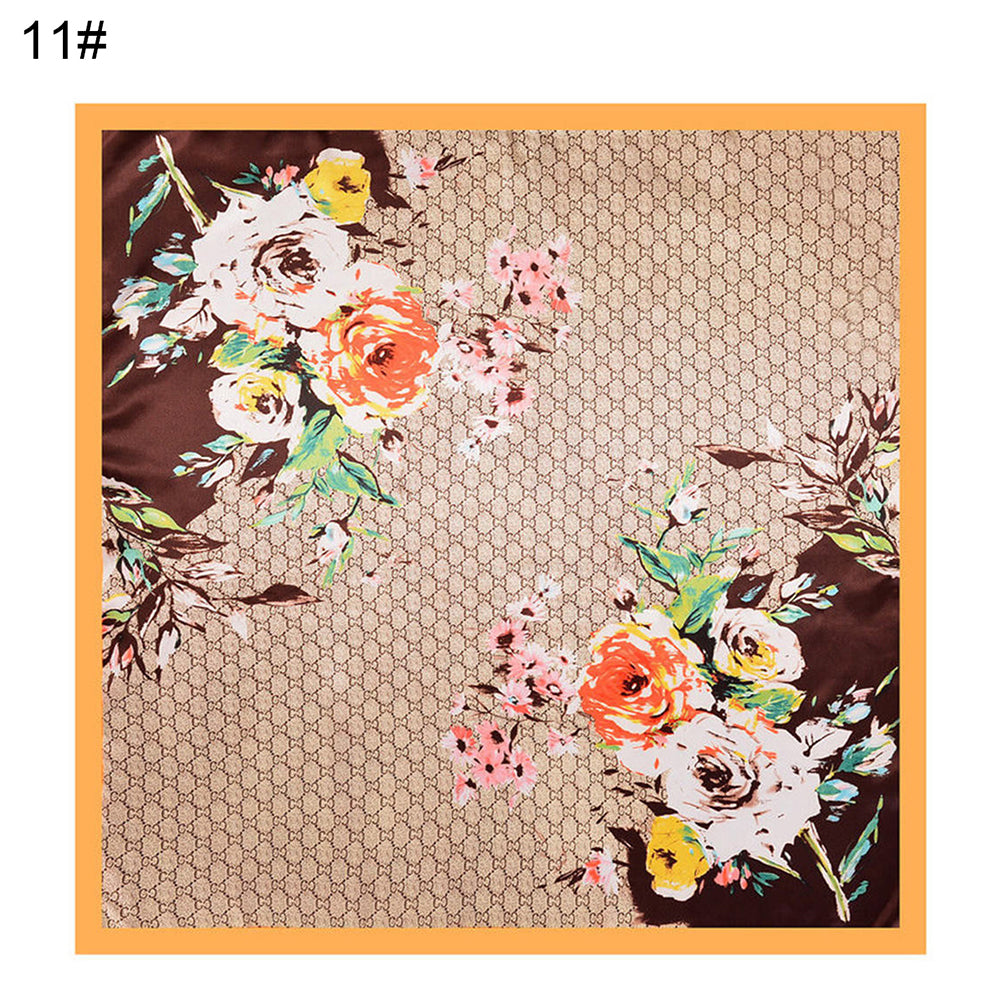 Fashion Floral Print Women's Soft Square Scarf Decorative Kerchief Neck Wrap