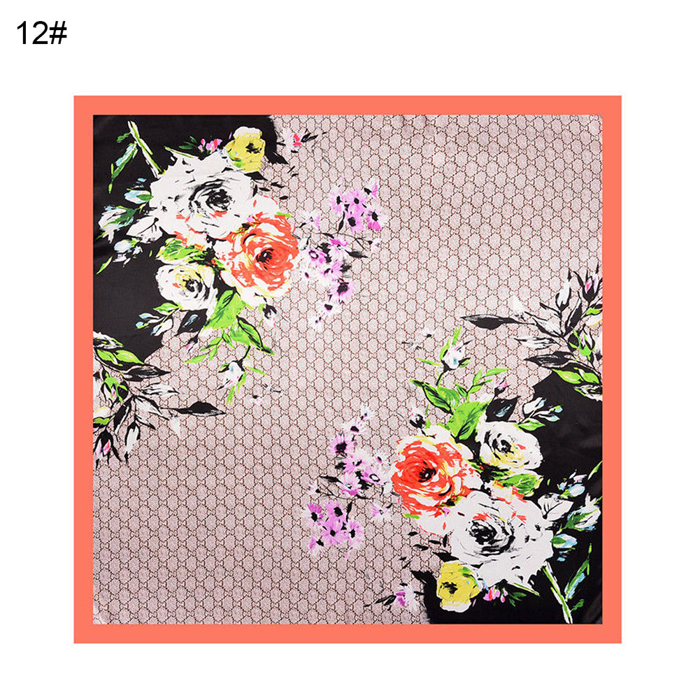 Fashion Floral Print Women's Soft Square Scarf Decorative Kerchief Neck Wrap