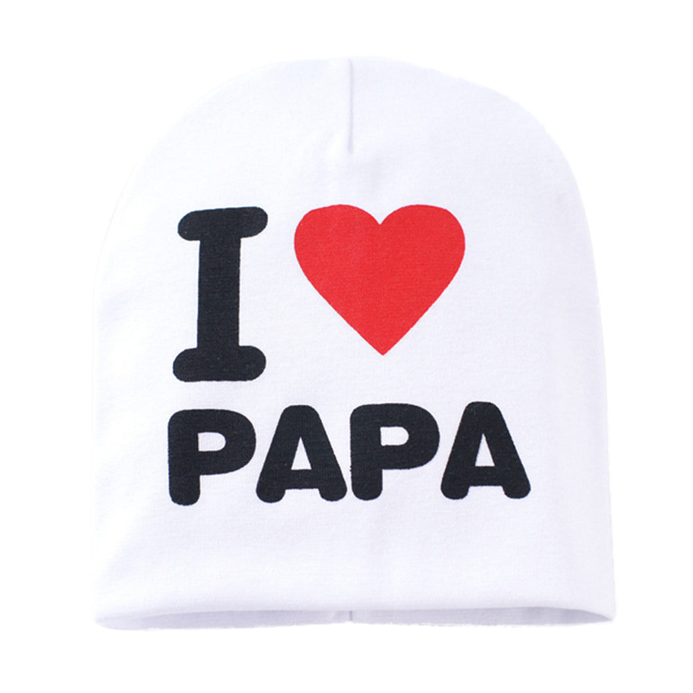 I Love Mama/Papa Letter Print Baby Boy Girl Beanie Cap Elastic Outdoor Skull Hat