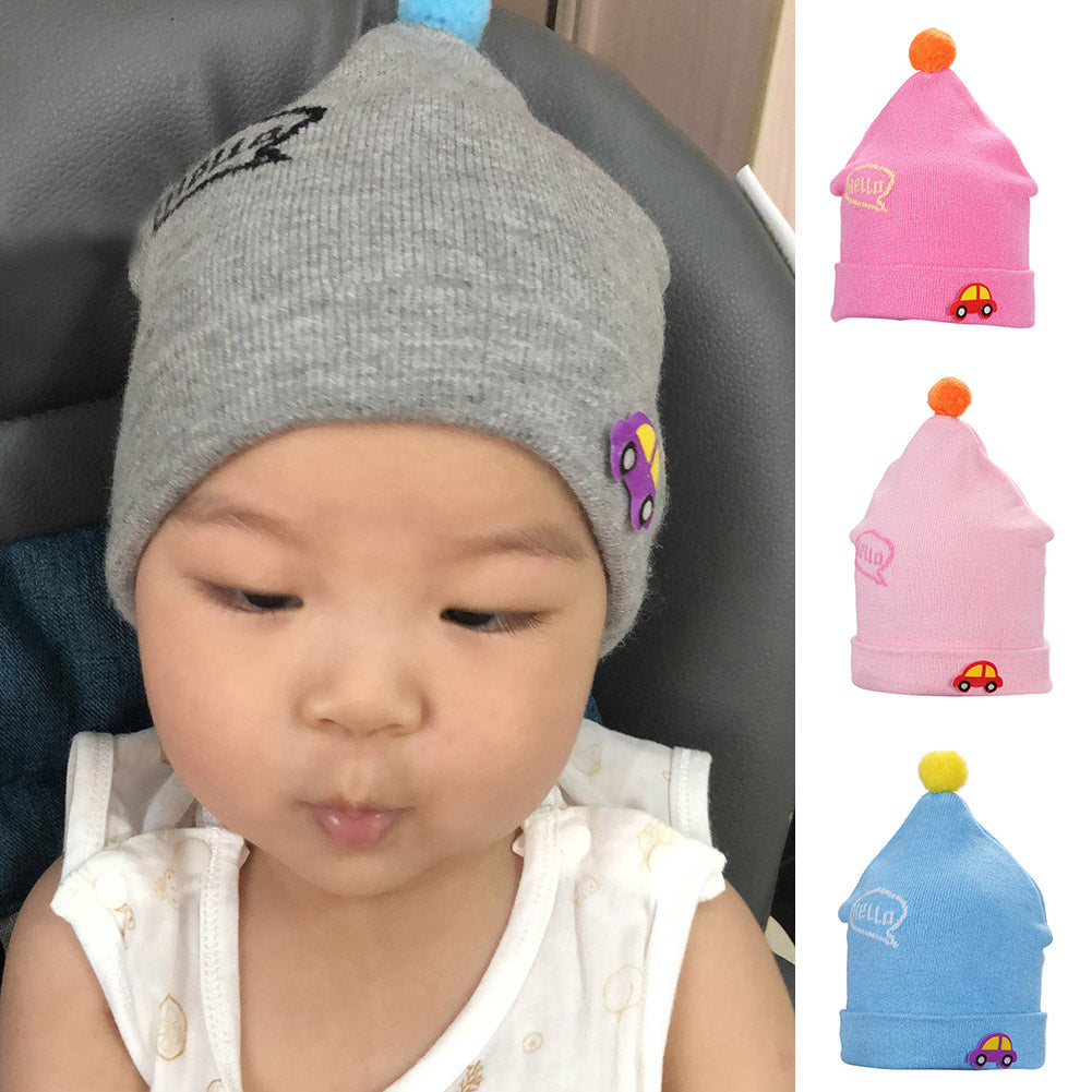 Baby Toddler Kids Boy Girl Autumn Knitted Ball Car Decor Beanie Warm Hat Cap