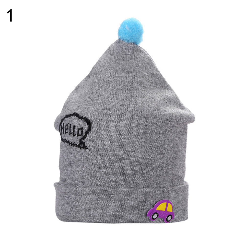 Baby Toddler Kids Boy Girl Autumn Knitted Ball Car Decor Beanie Warm Hat Cap