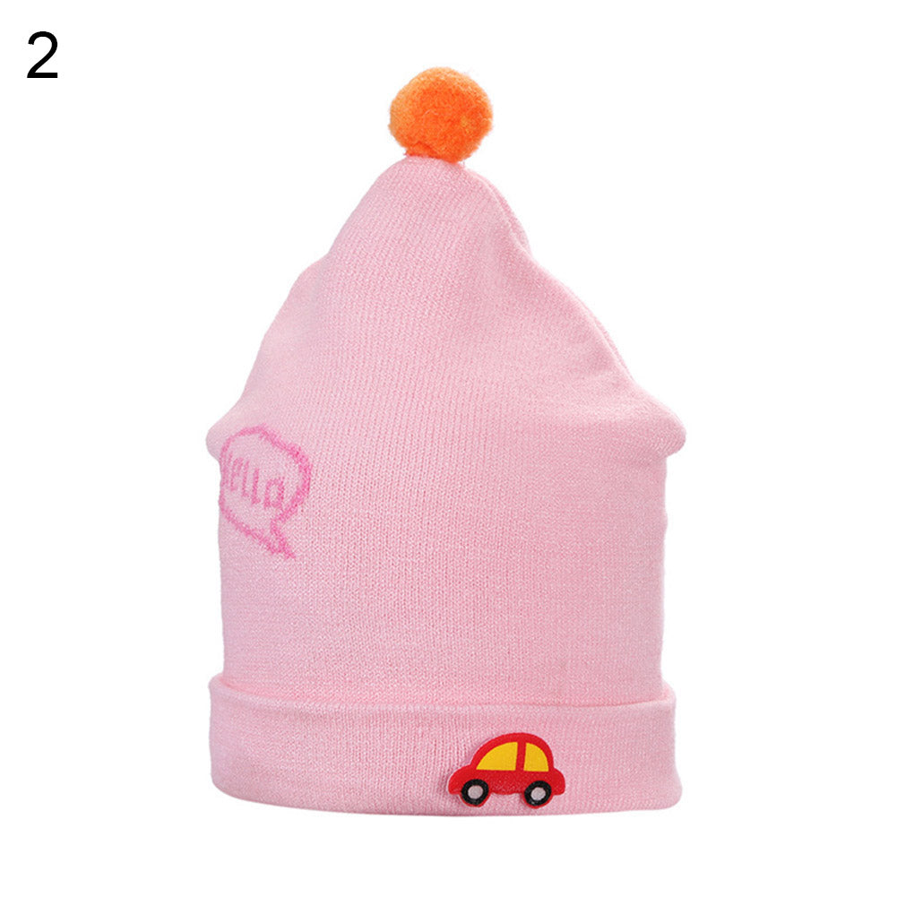 Baby Toddler Kids Boy Girl Autumn Knitted Ball Car Decor Beanie Warm Hat Cap