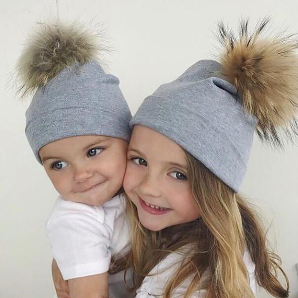 Winter Cute Striped Pompom Toddler Baby Boy Girl Beanie Cap Warm Outdoor Hat