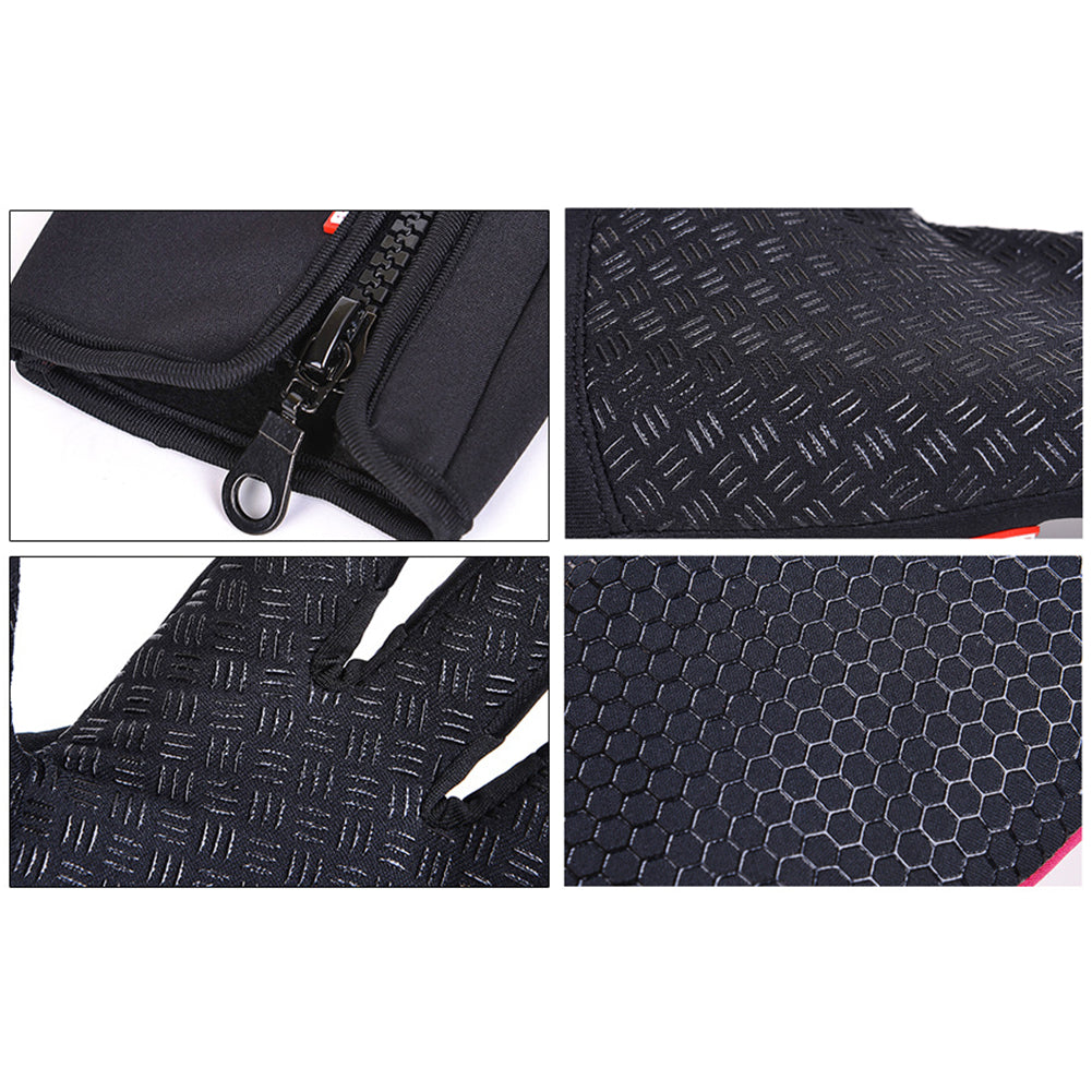 Unisex Full Finger Non-slip Waterproof Touch Screen Fleece Cycling Zipper Gloves