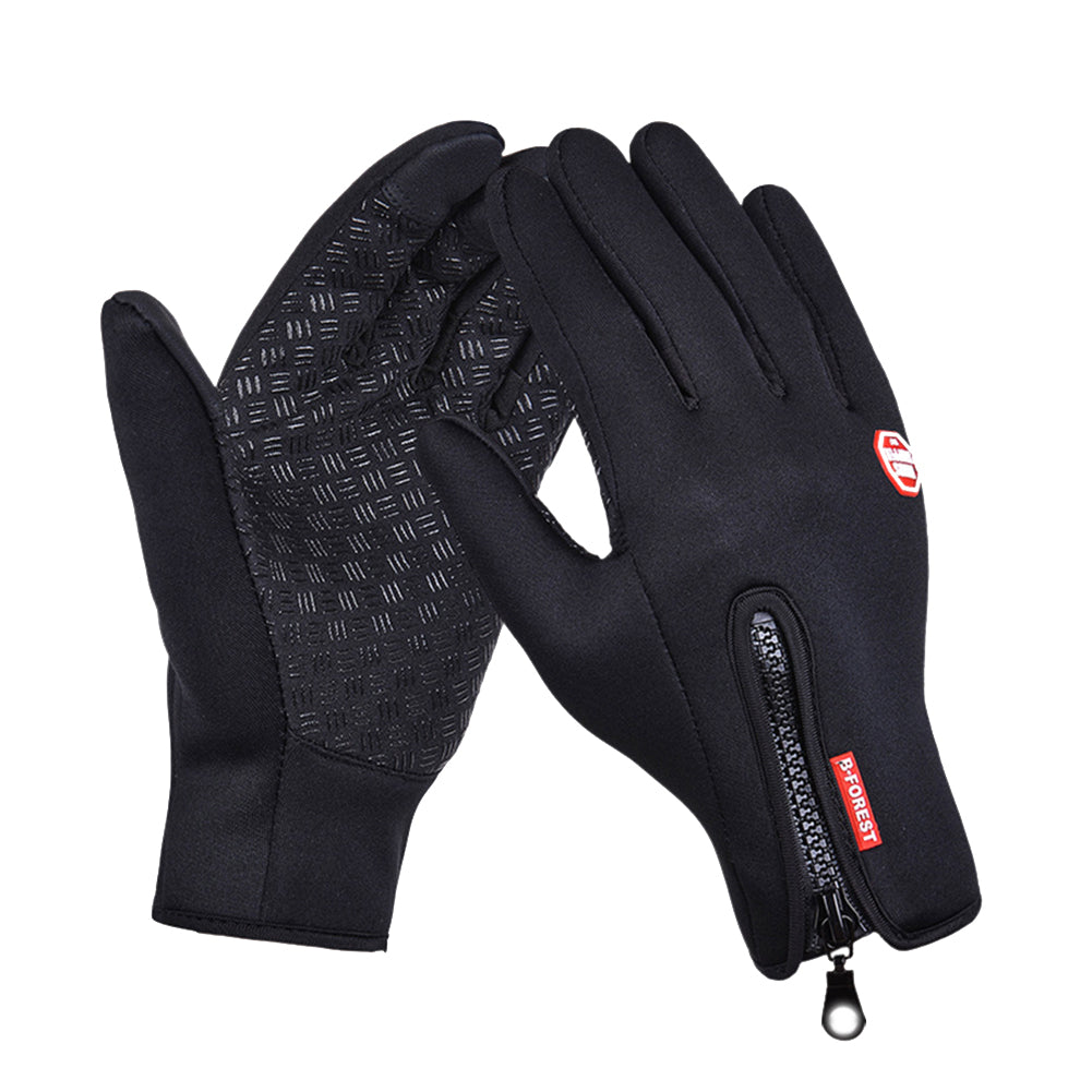Unisex Full Finger Non-slip Waterproof Touch Screen Fleece Cycling Zipper Gloves